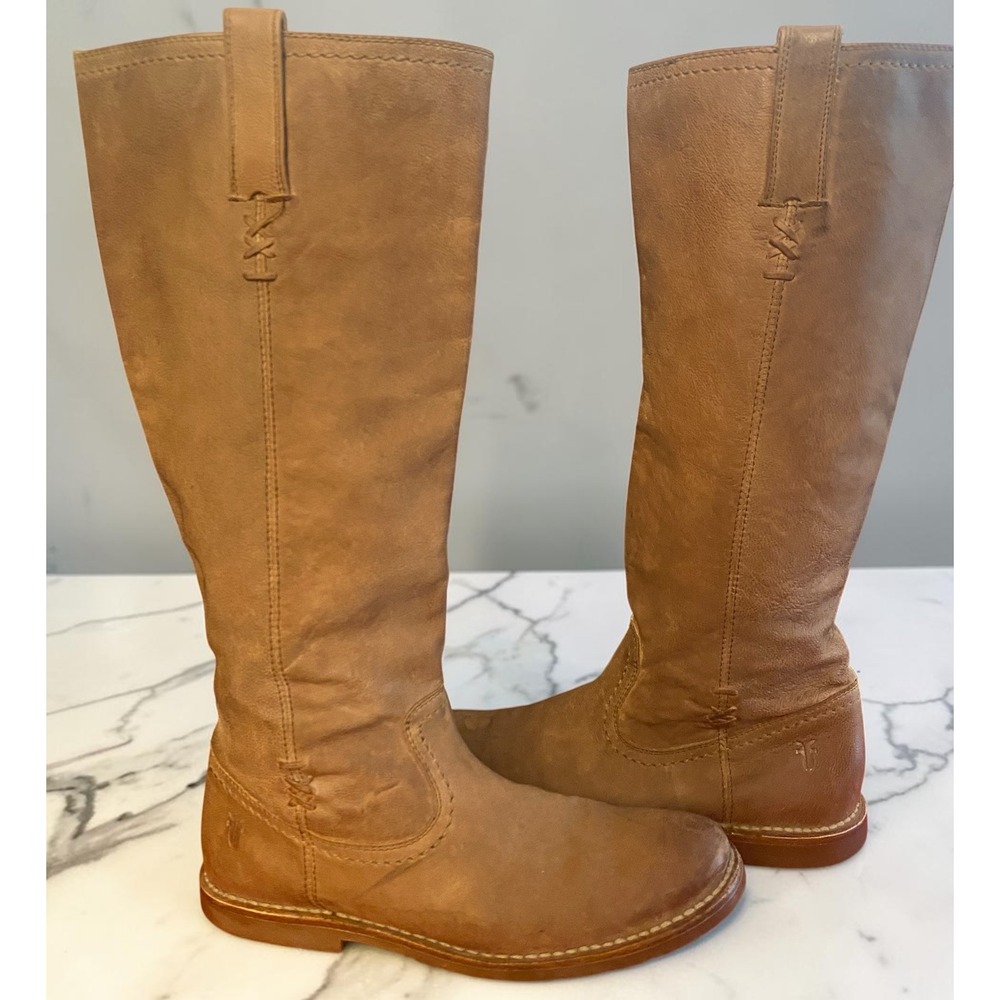 Frye Melissa Tall Cognac Leather Equestrian Womens size 8 Boots